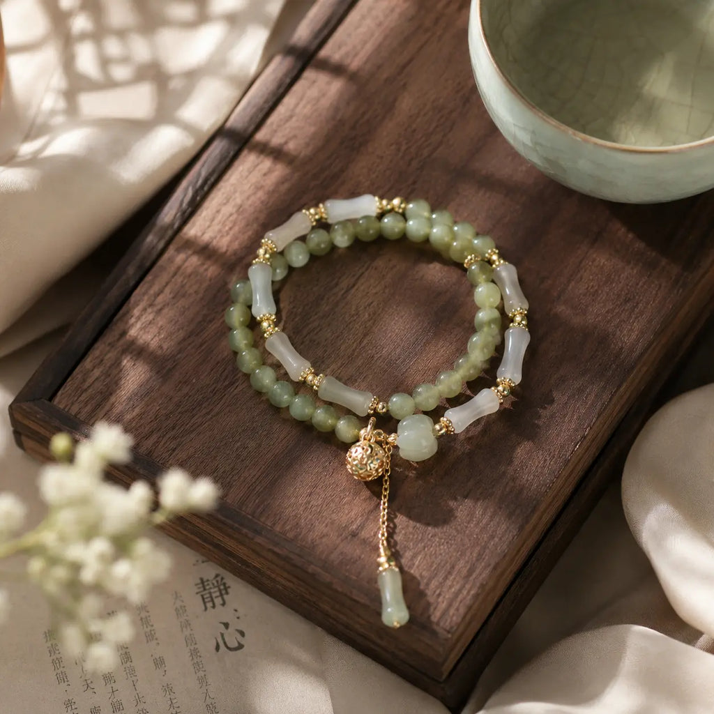 Celadon Jade-Tone Tassel Bracelet