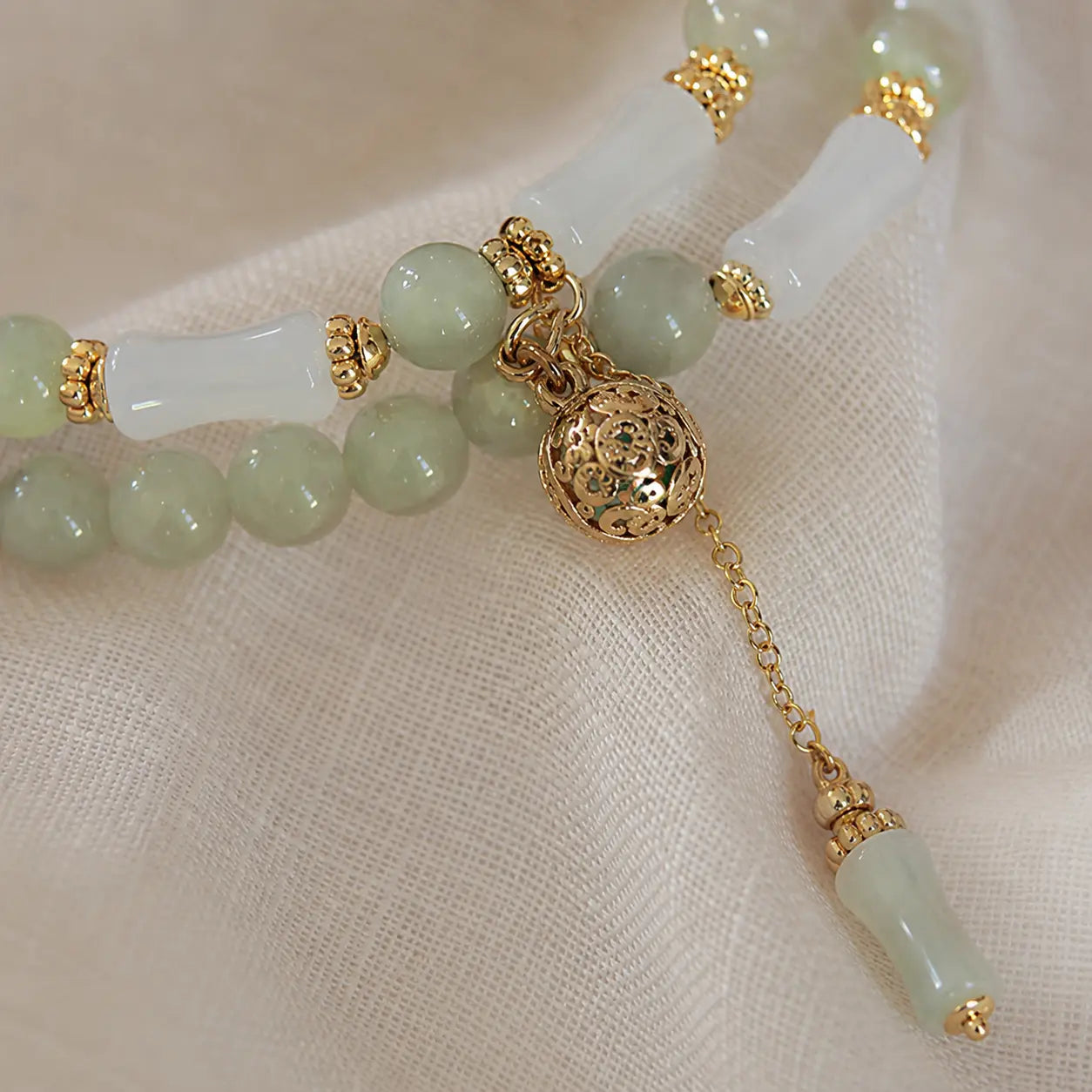 Celadon Jade-Tone Tassel Bracelet