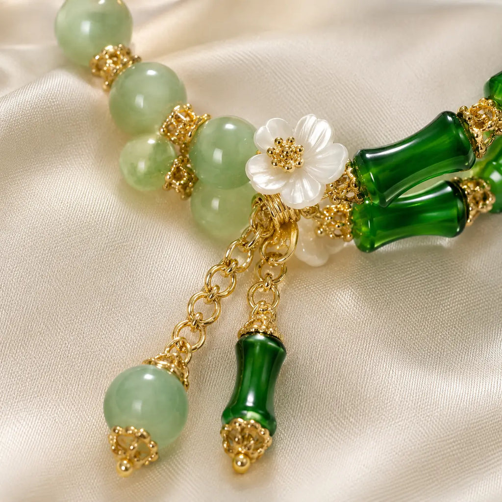Jade Bloom Tassel Bracelet