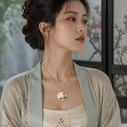 Jade-Inspired Floral Pendant Necklace for Women