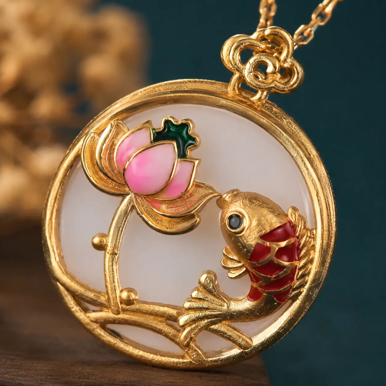 Imperial Lotus Koi Pendant Necklace