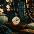 Auspicious Crane Jade-Inspired Pendant Necklace