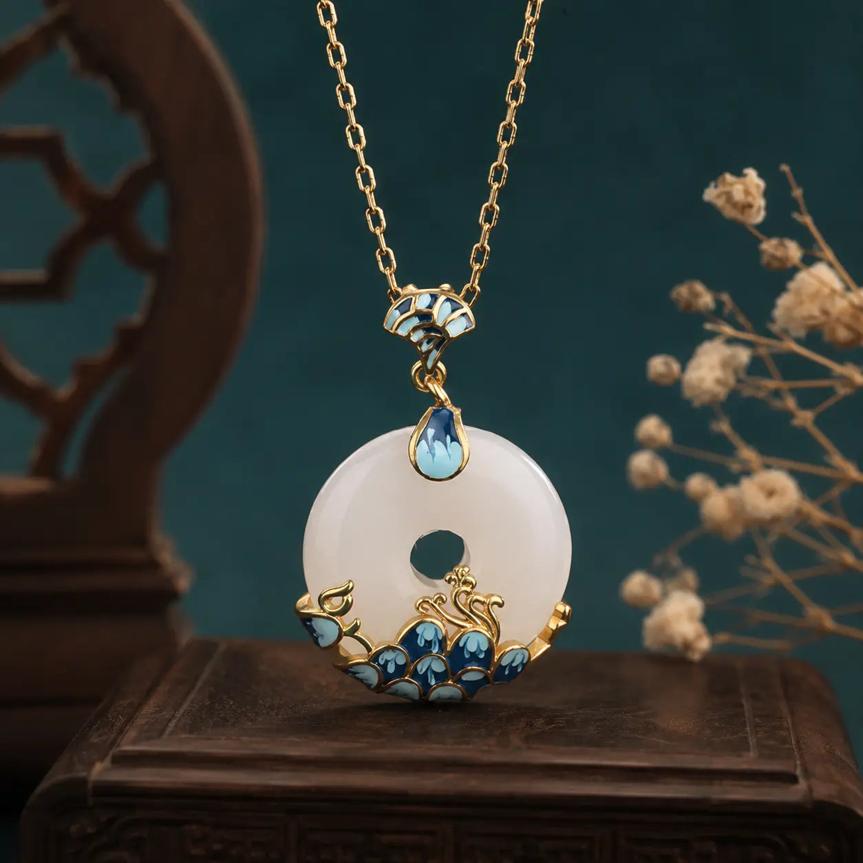 Moon Wave Jade-Inspired Pendant Necklace
