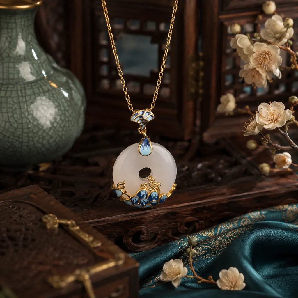 Moon Wave Jade-Inspired Pendant Necklace