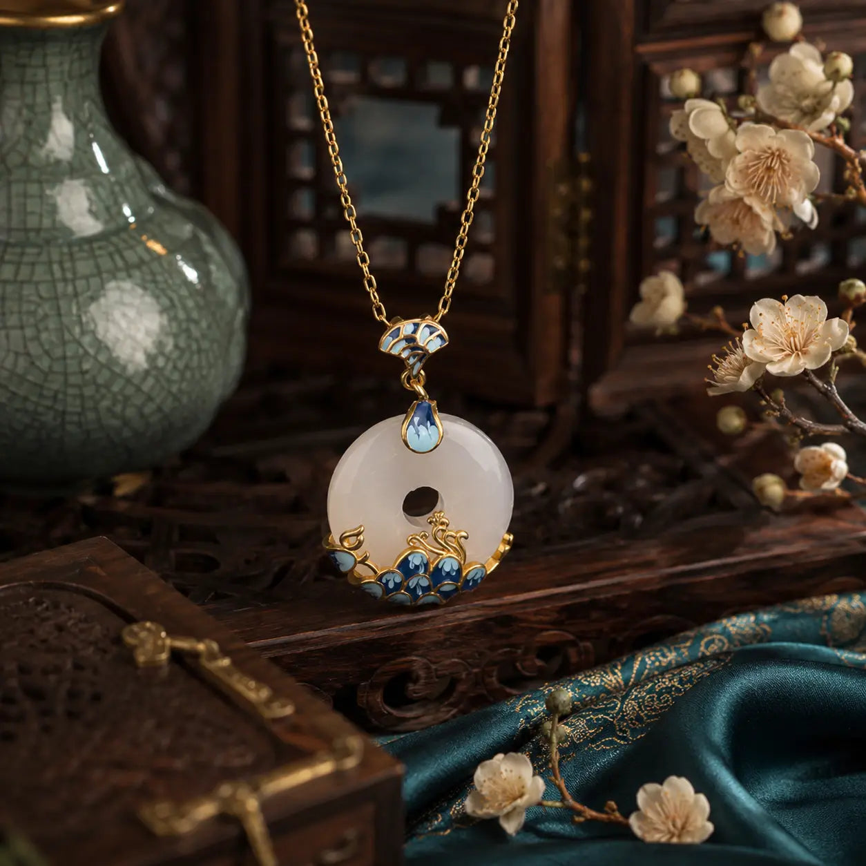 Moon Wave Jade-Inspired Pendant Necklace