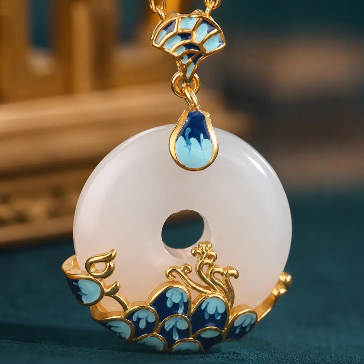 Moon Wave Jade-Inspired Pendant Necklace