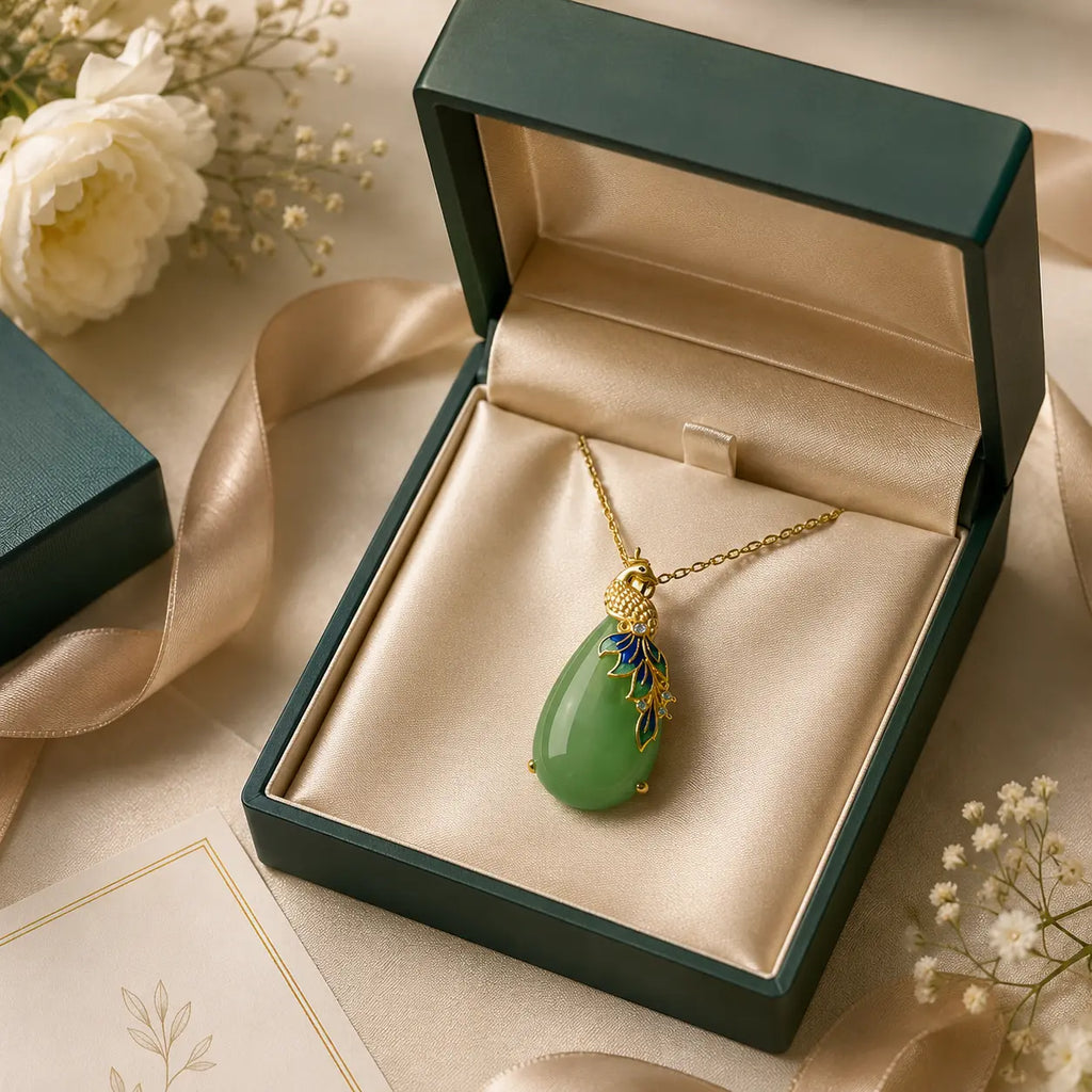 Phoenix Grace Jade-Inspired Pendant Necklace