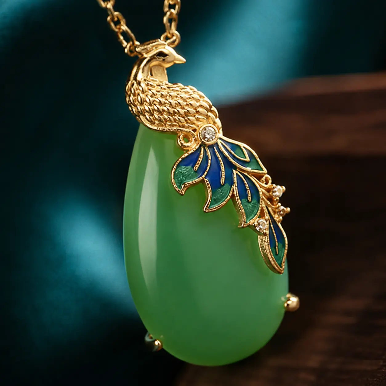 Phoenix Grace Jade-Inspired Pendant Necklace
