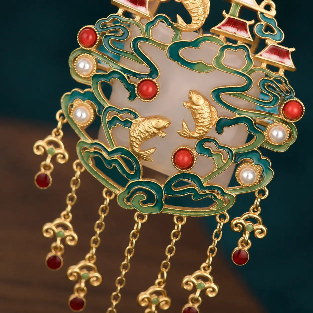 Imperial Koi Palace Lantern Pendant Necklace