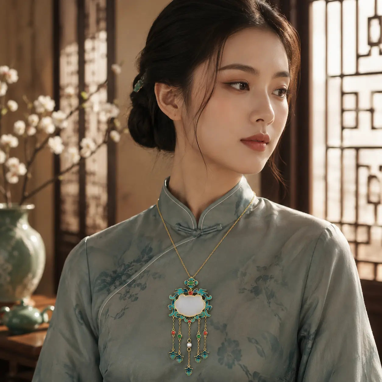 Imperial Koi Palace Lantern Pendant Necklace