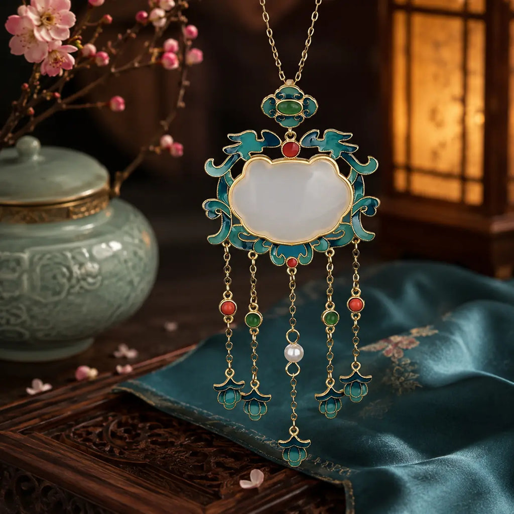 Imperial Koi Palace Lantern Pendant Necklace