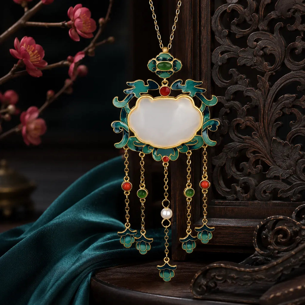 Imperial Koi Palace Lantern Pendant Necklace
