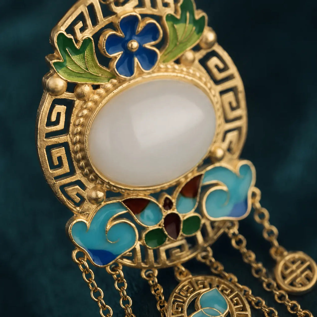 Azure Butterfly Court Tassel Pendant Necklace