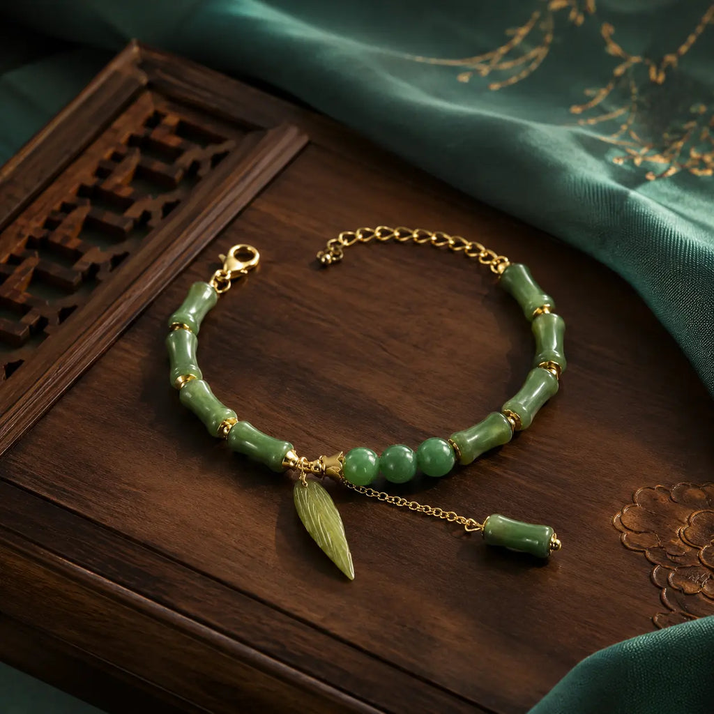 Emerald Bamboo Court Bead Bracelet