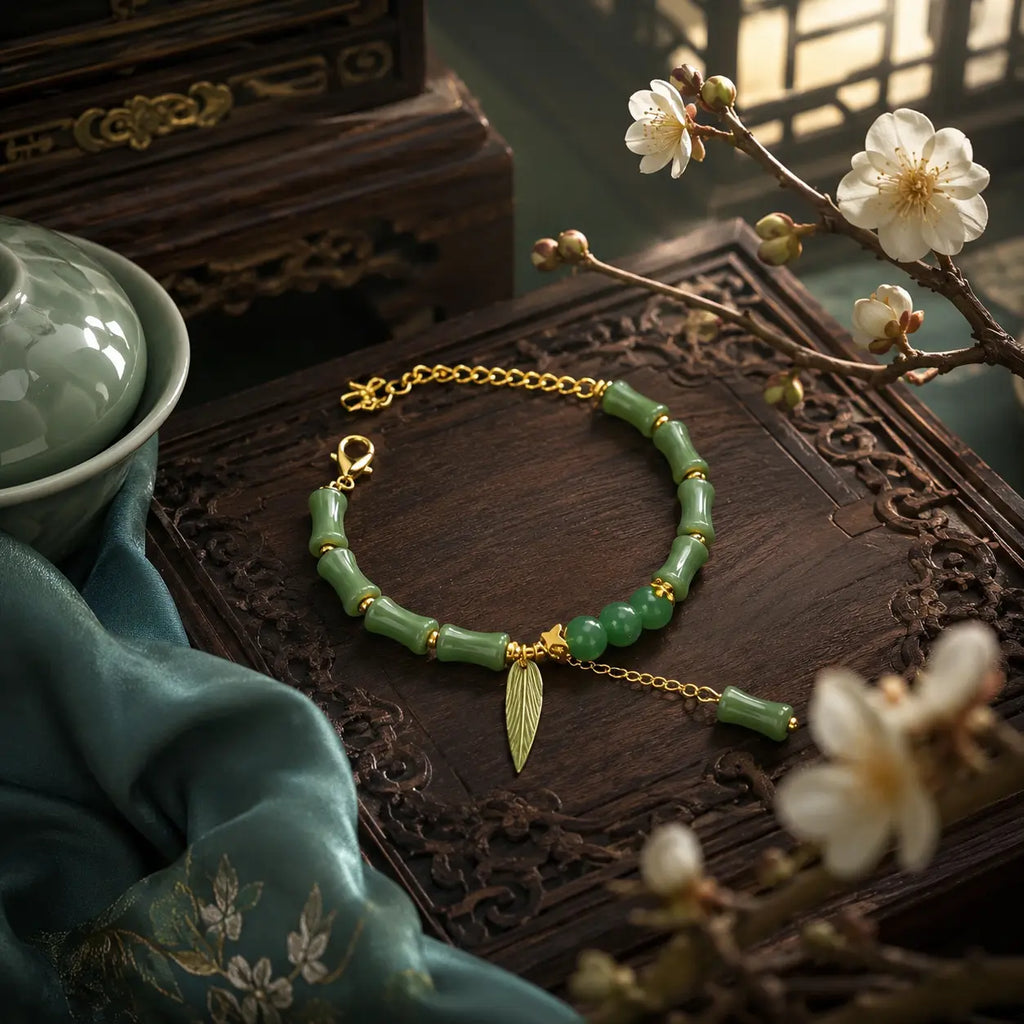 Emerald Bamboo Court Bead Bracelet