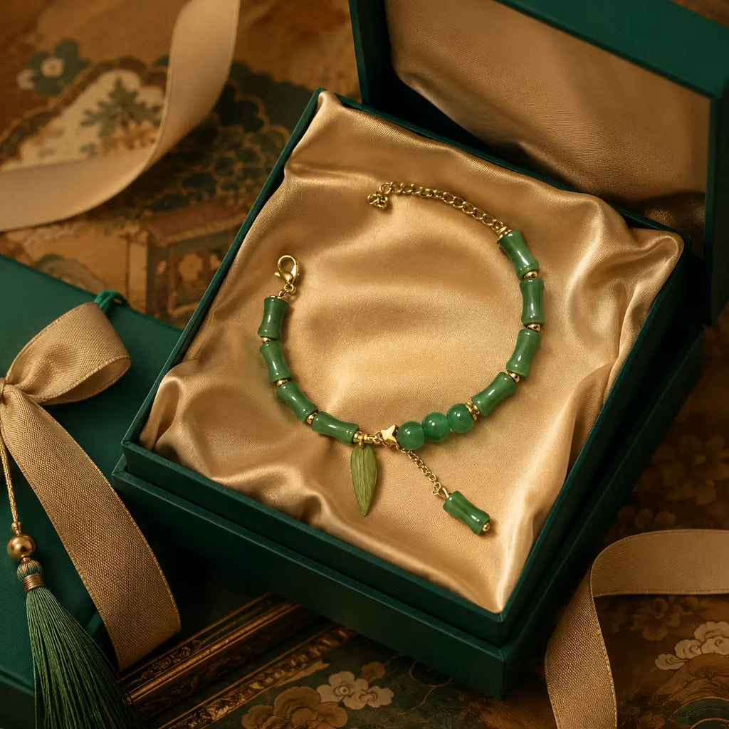 Emerald Bamboo Court Bead Bracelet