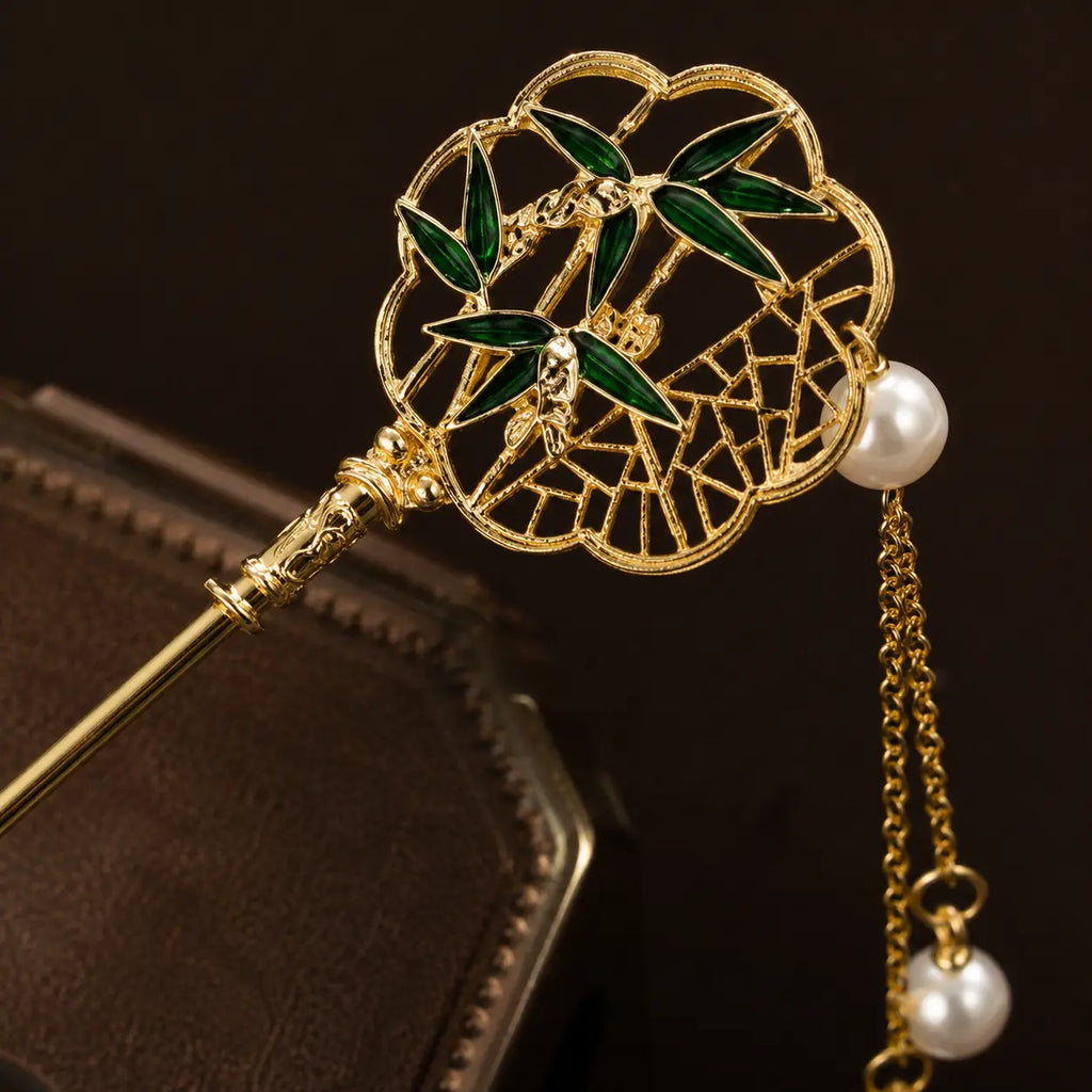 Bamboo Pearl Court Tassel Hairpin