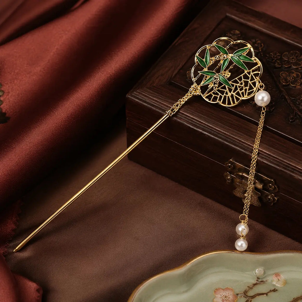 Bamboo Pearl Court Tassel Hairpin