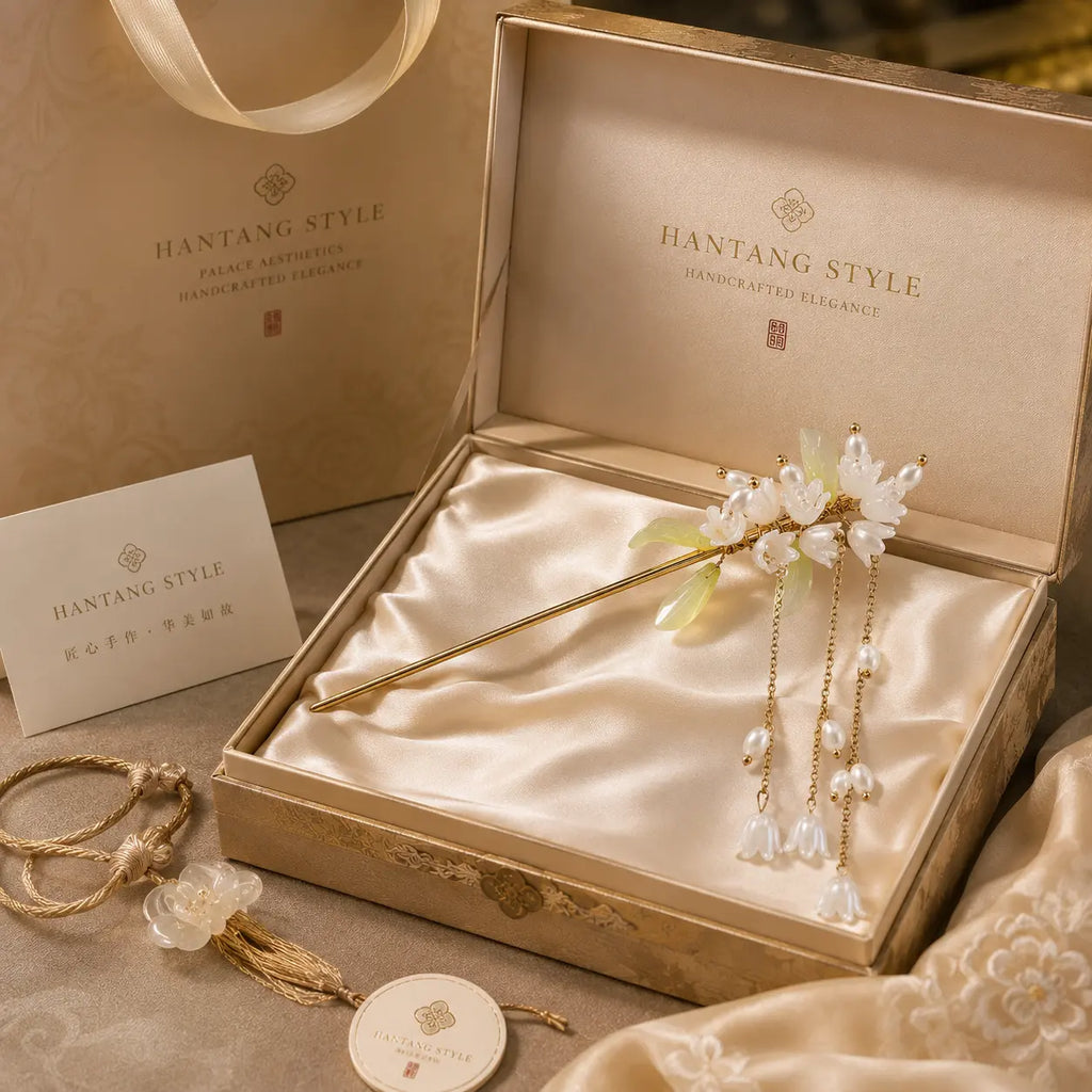 Moon Blossom Jade Leaf Tassel Hairpin