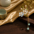 Azure Blossom Pearl Tassel Hairpin