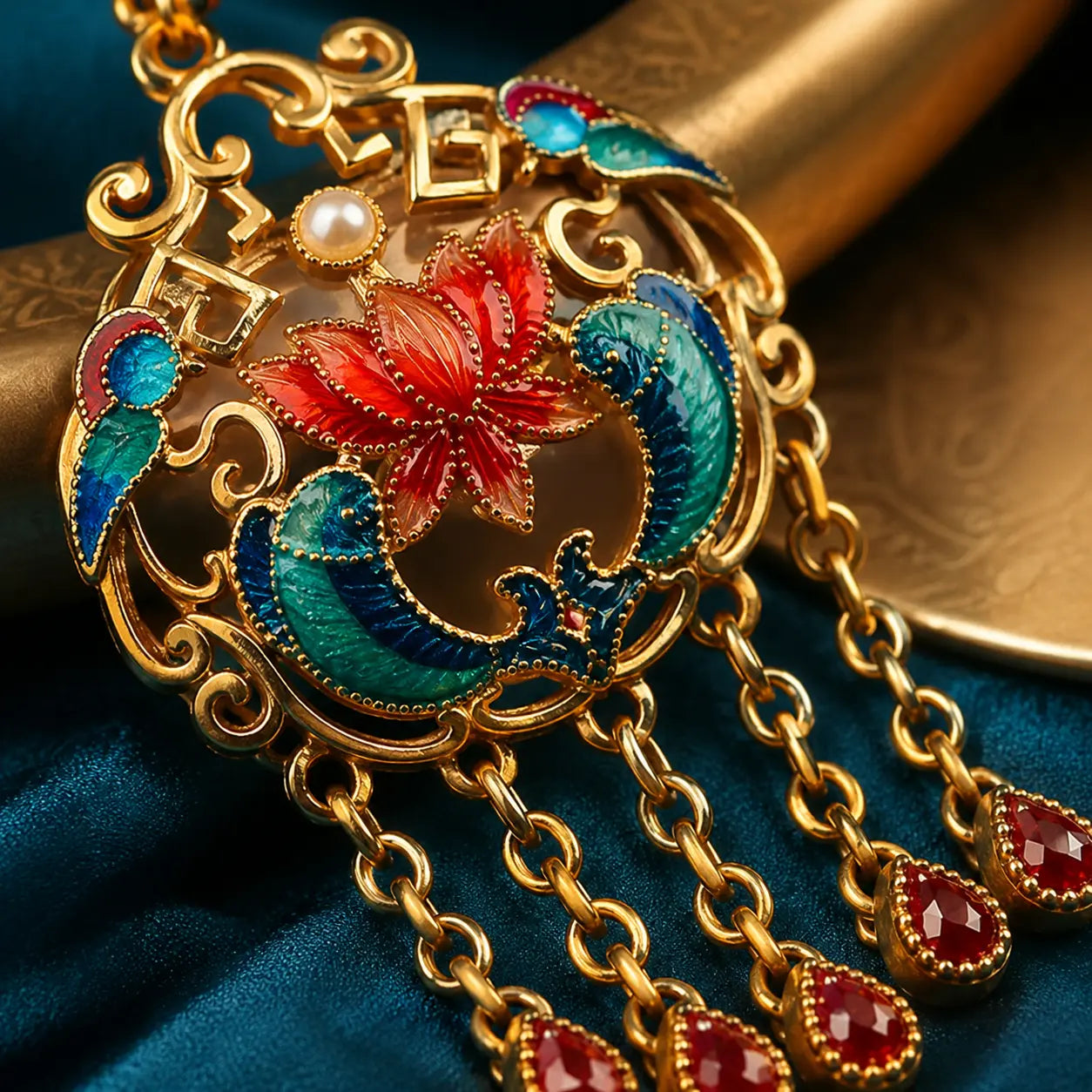 Imperial Lotus Tassel Drop Earrings