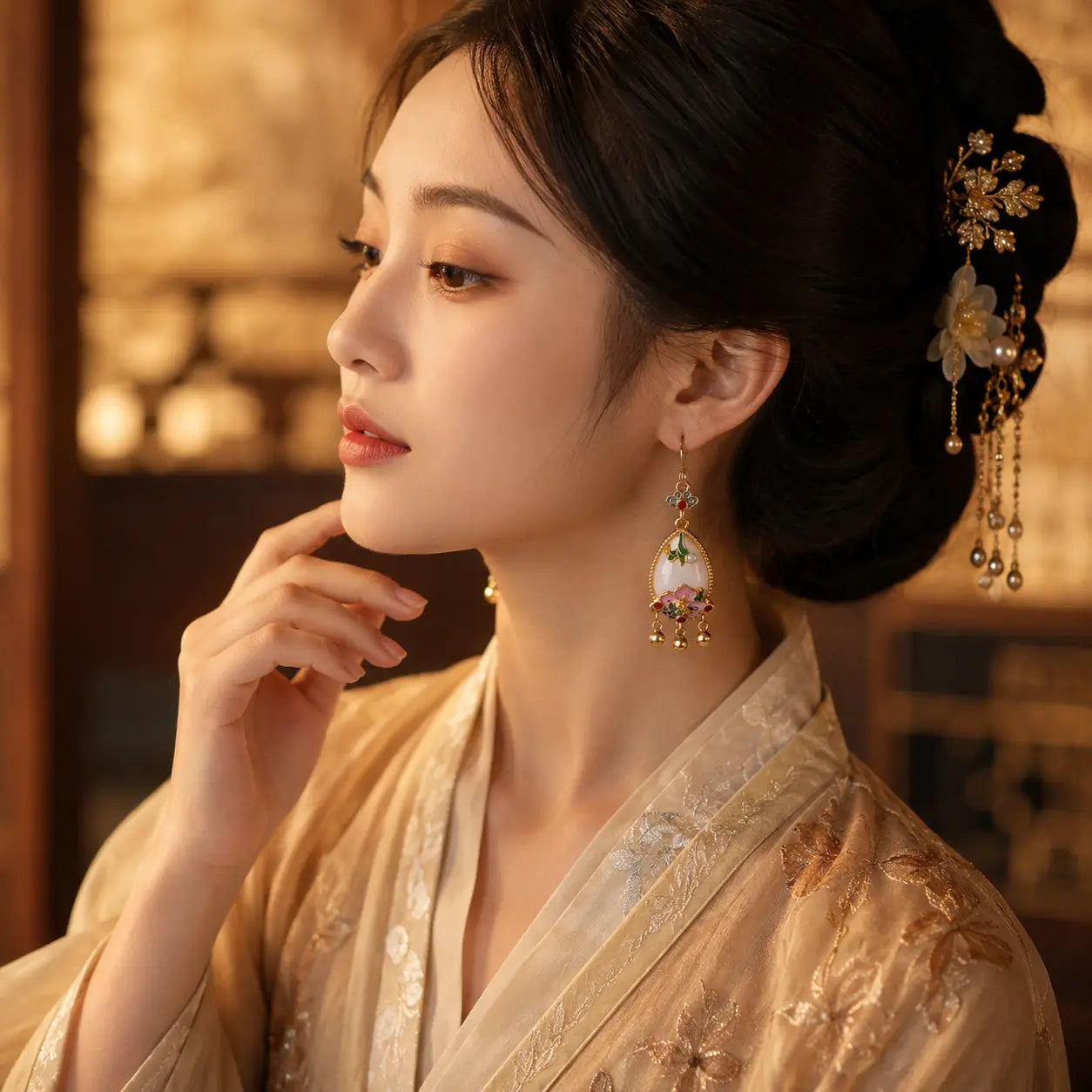 Lotus Dew Court Drop Earrings