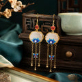 Azure Lotus Butterfly Tassel Drop Earrings