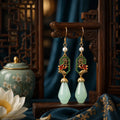 Jade Lotus Court Drop Earrings