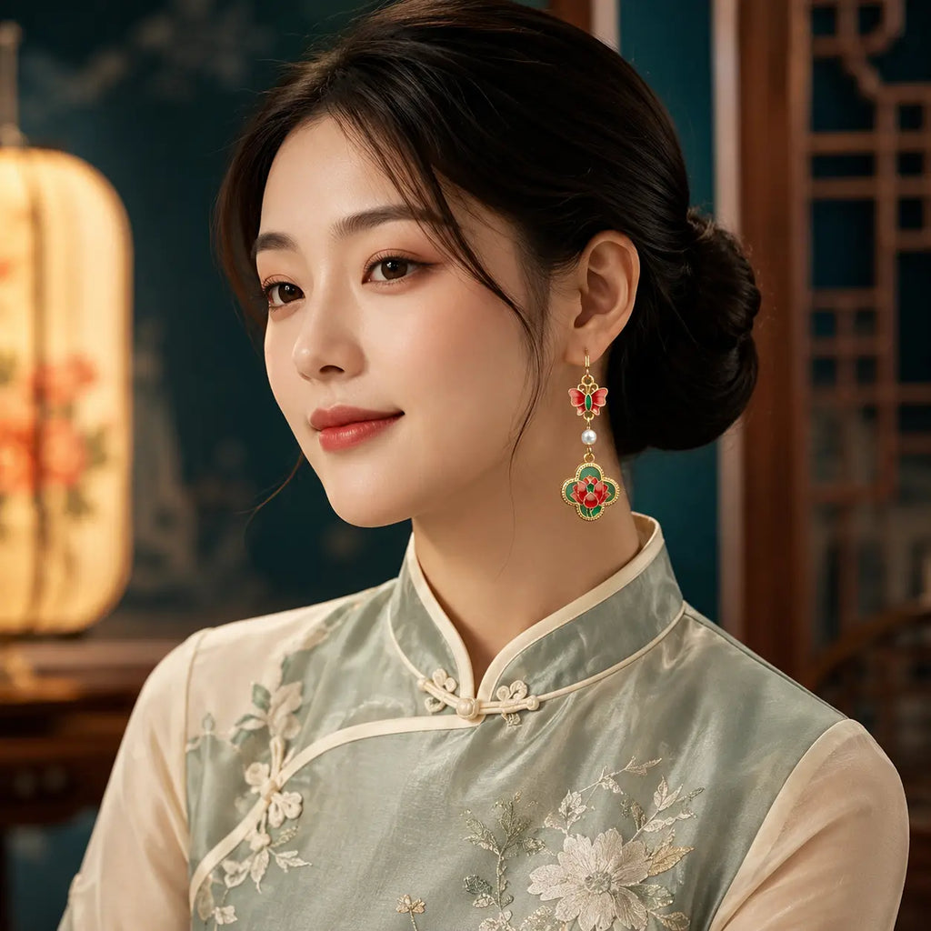 Butterfly Lotus Court Drop Earrings