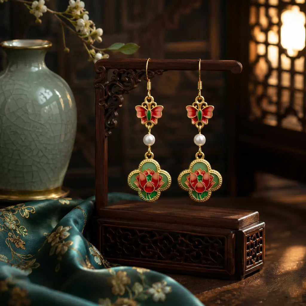 Butterfly Lotus Court Drop Earrings