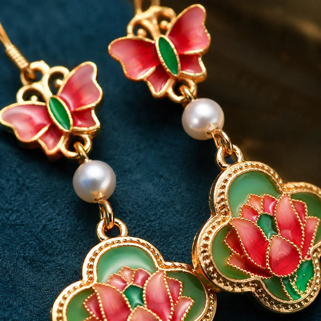 Butterfly Lotus Court Drop Earrings