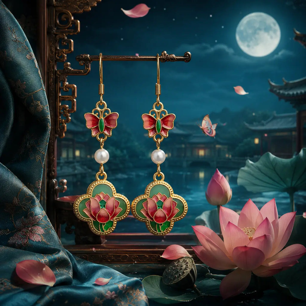 Butterfly Lotus Court Drop Earrings