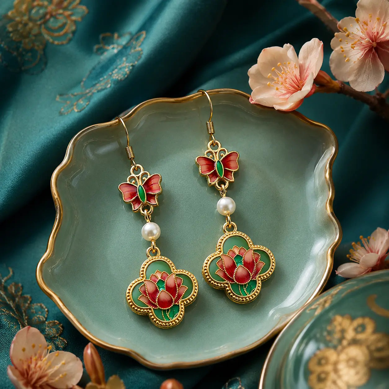 Butterfly Lotus Court Drop Earrings