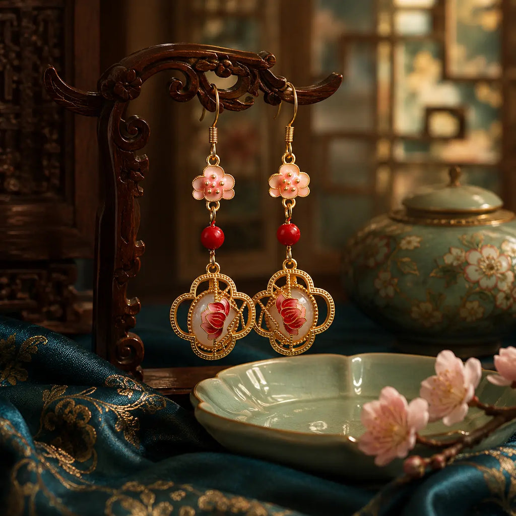 Rose Bloom Court Drop Earrings