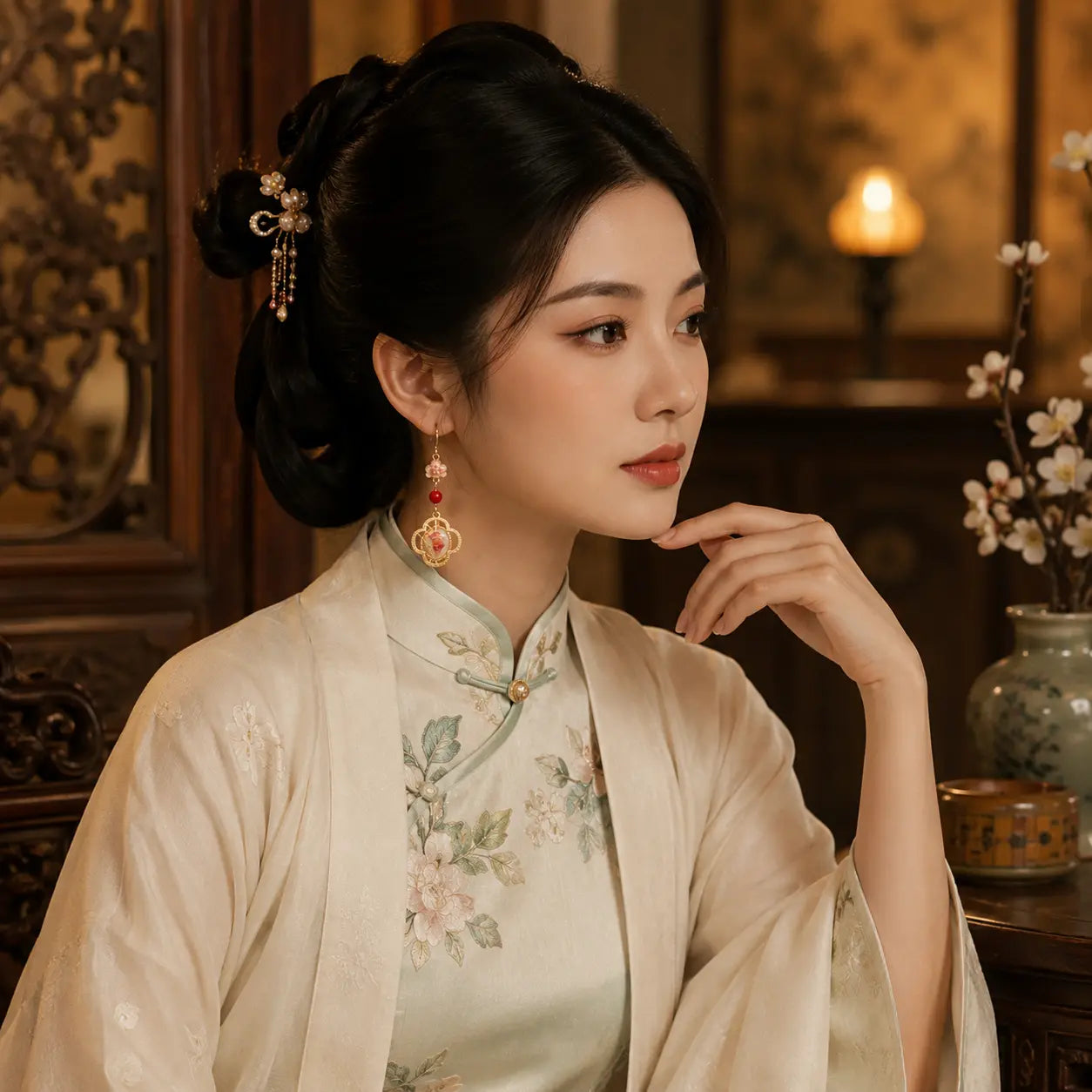 Rose Bloom Court Drop Earrings