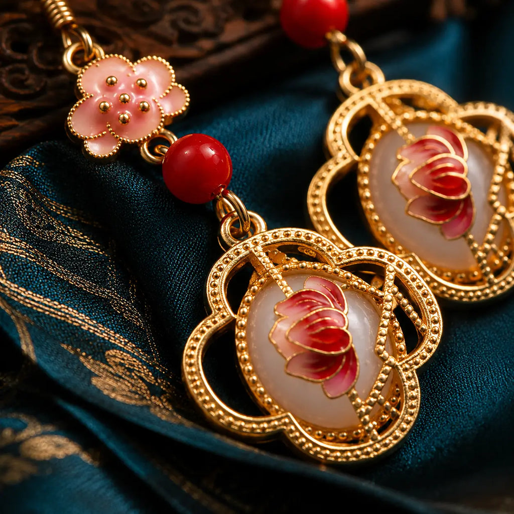 Rose Bloom Court Drop Earrings