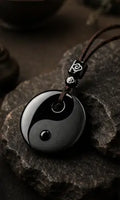 Yin Yang Obsidian Pendant — Ancient Eastern Symbol of Balance & Protection HanTang Style