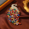Imperial Peacock Crystal Brooch – Vintage Jewel Statement Pin hantangstyle