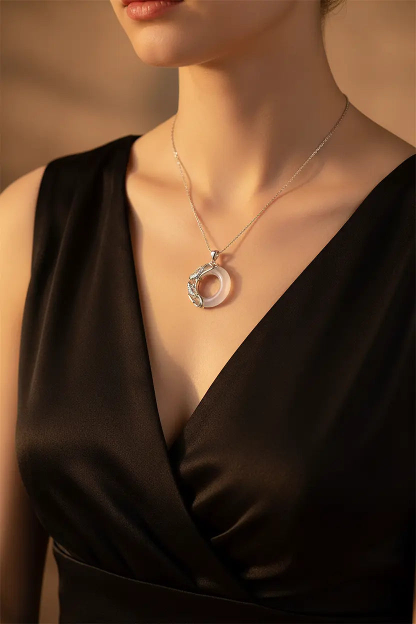 Koi Necklace Western Model - Black Dress